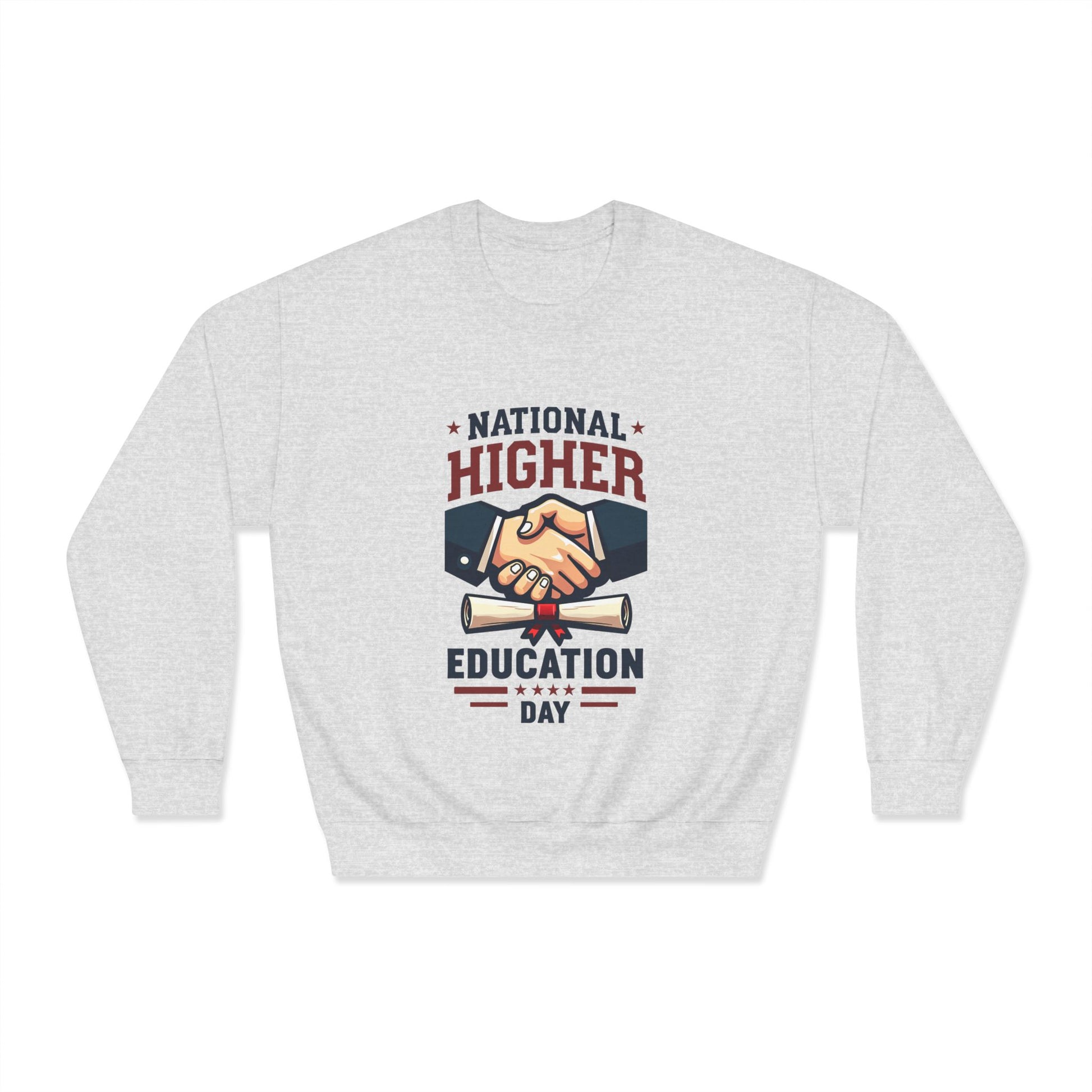 National Higher Ed Day Sweatshirt | Diploma & Handshake Design | Grad Gift