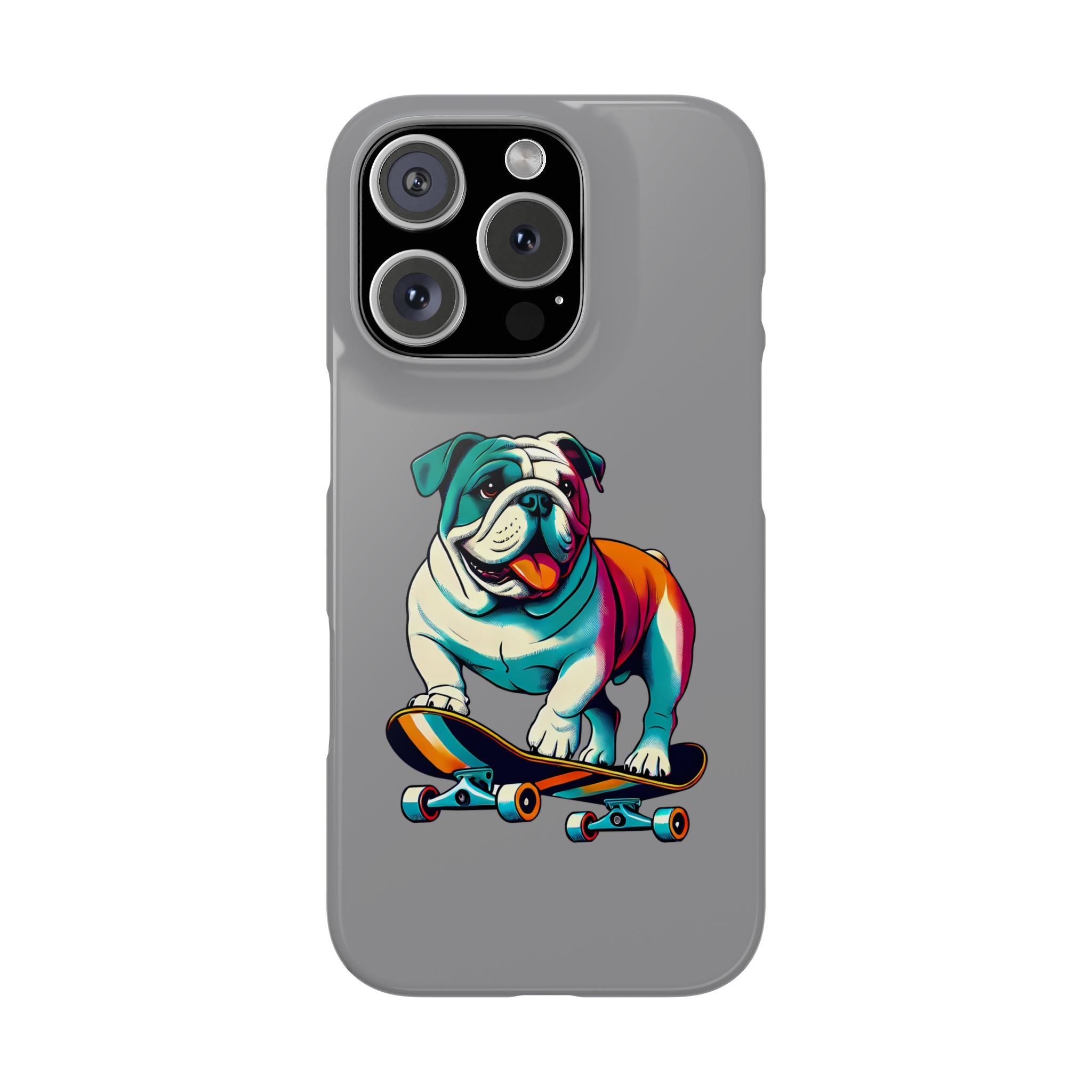 Slim Phone Case - Skateboarding Bulldog Pet Lover Gift