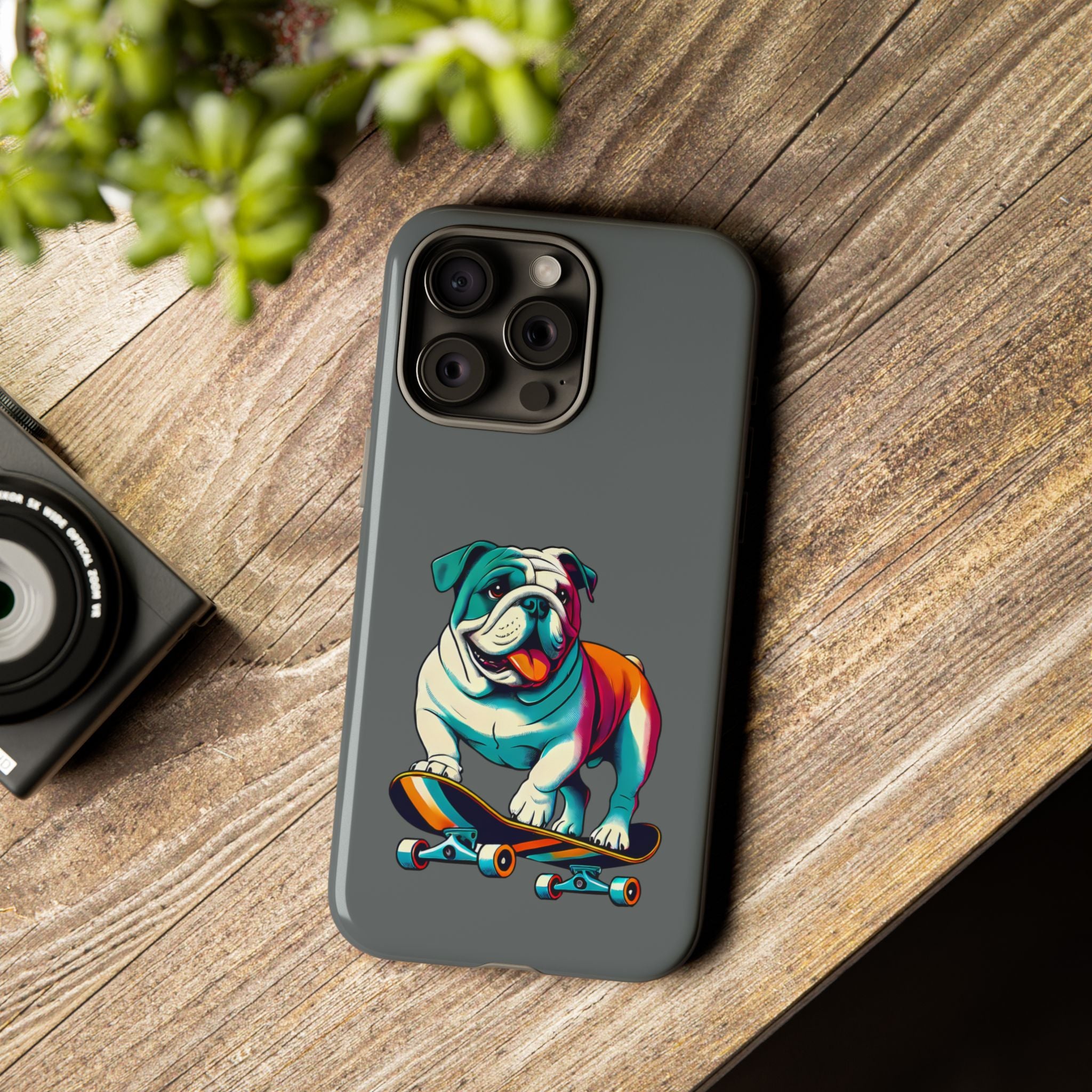 national pet day skateboard bulldog phone case for dog lovers