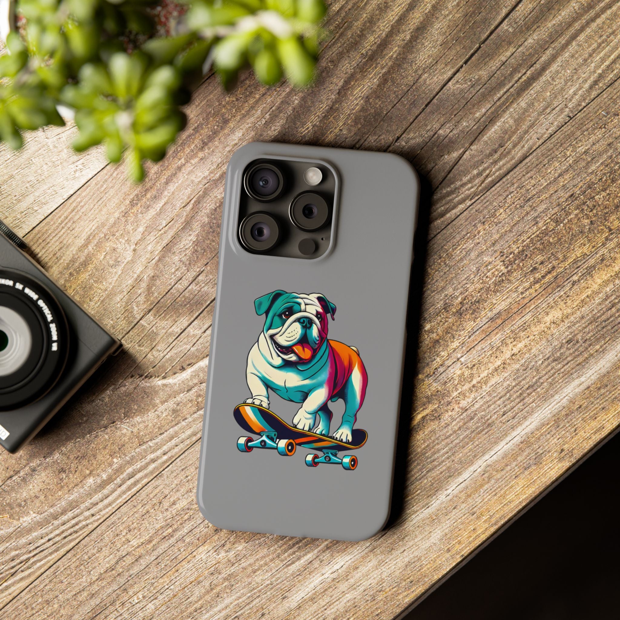 Slim Phone Case - Skateboarding Bulldog Pet Lover Gift
