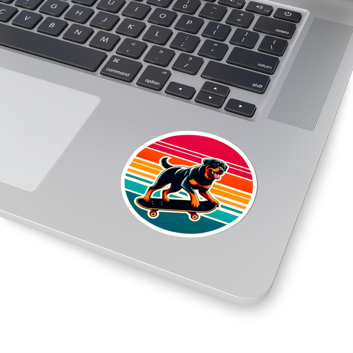 love your pet day retro rottweiler stickers - skateboard dog