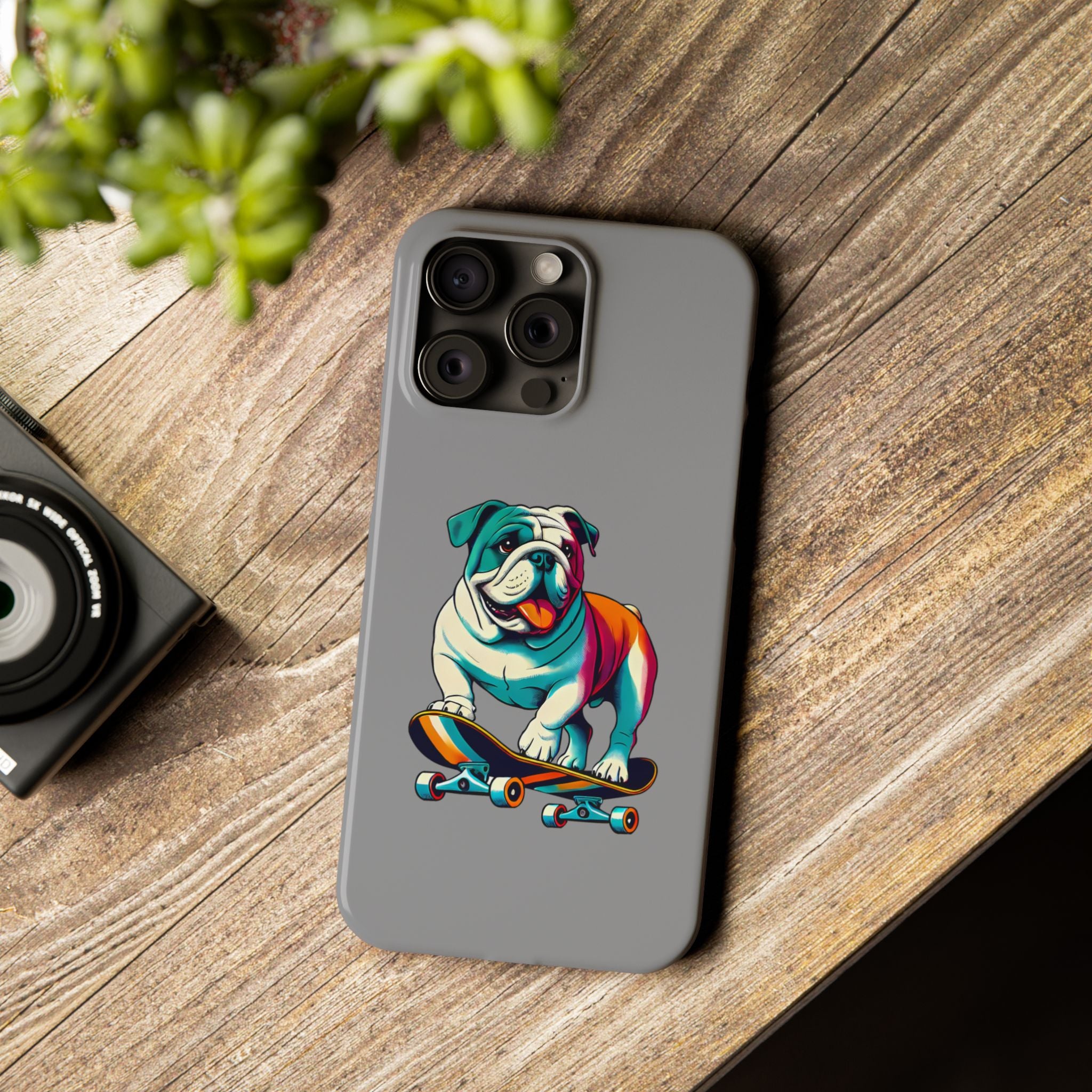Slim Phone Case - Skateboarding Bulldog Pet Lover Gift