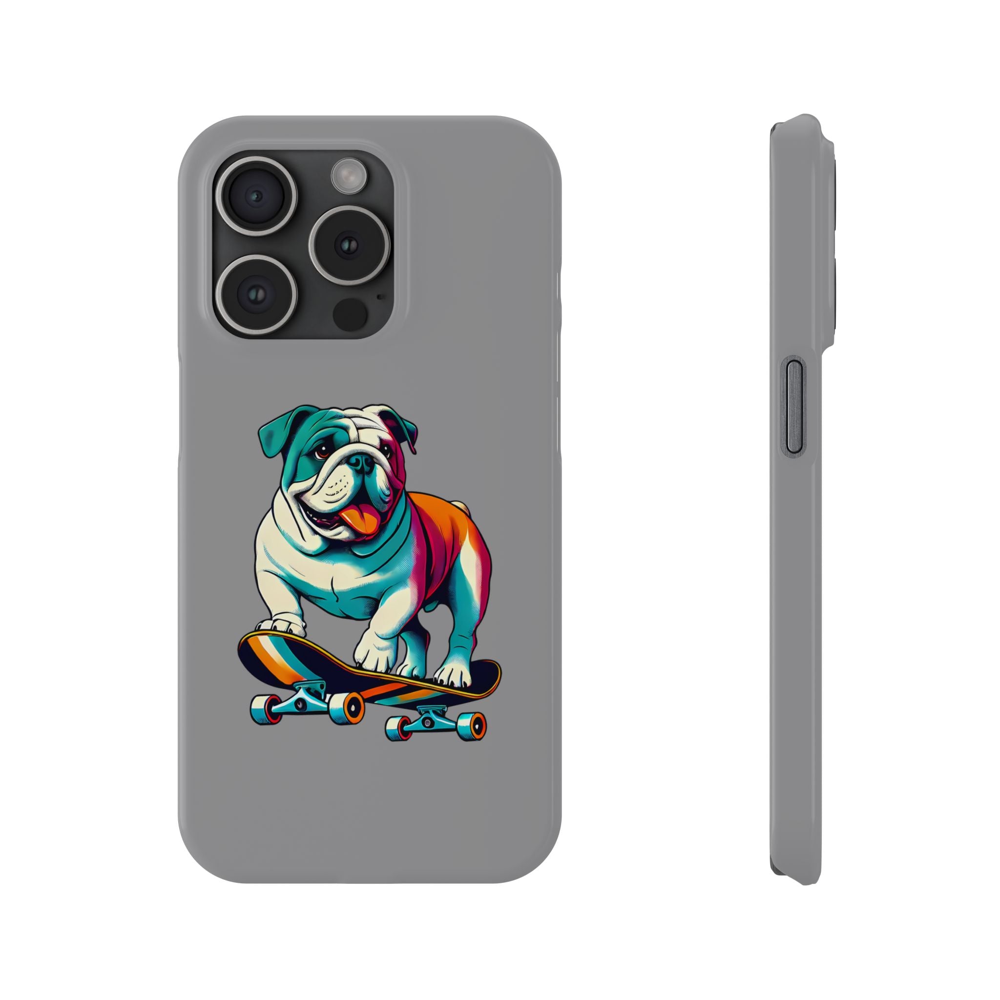 Slim Phone Case - Skateboarding Bulldog Pet Lover Gift