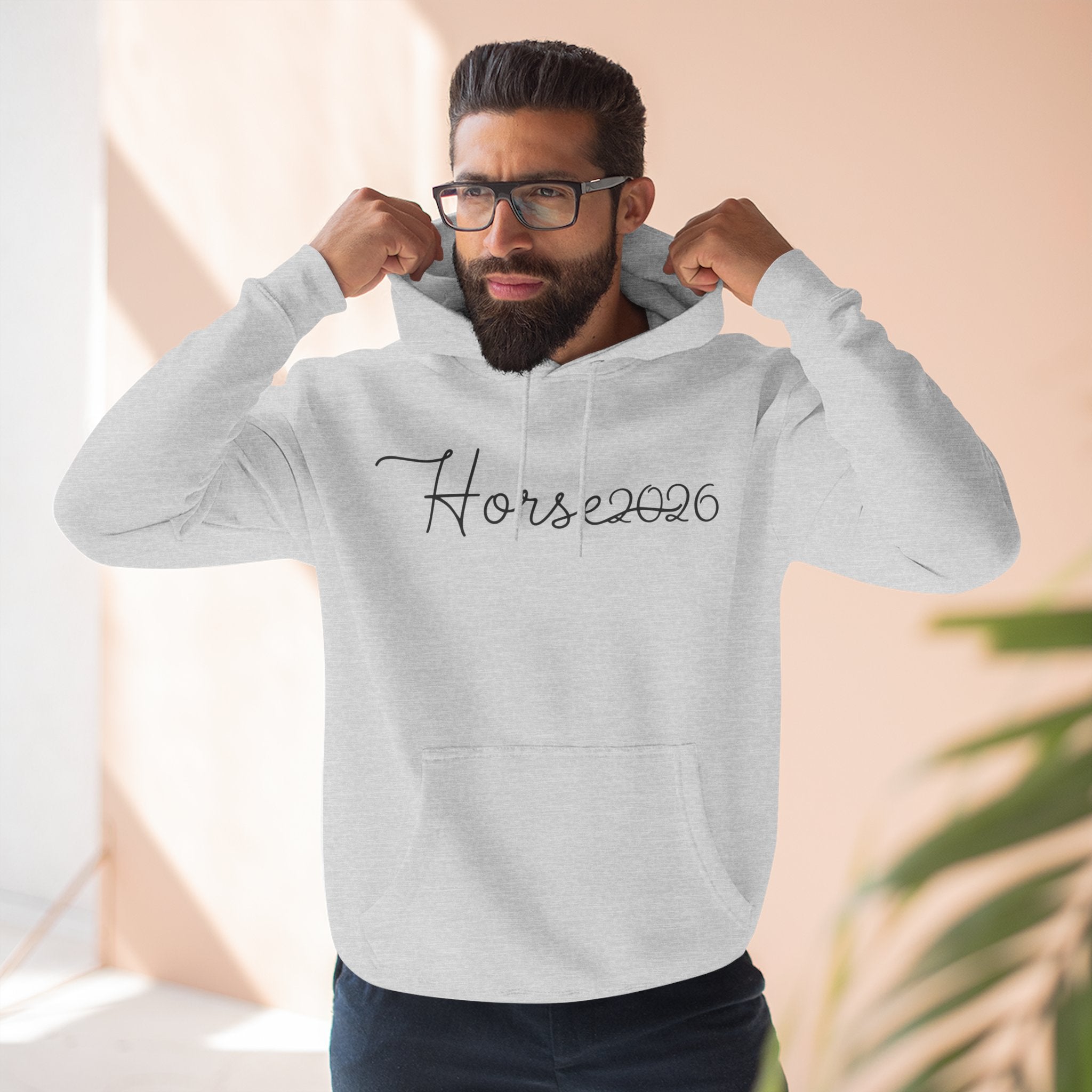 Wireframe Horse Hoodie - Three-Panel Premium Fleece