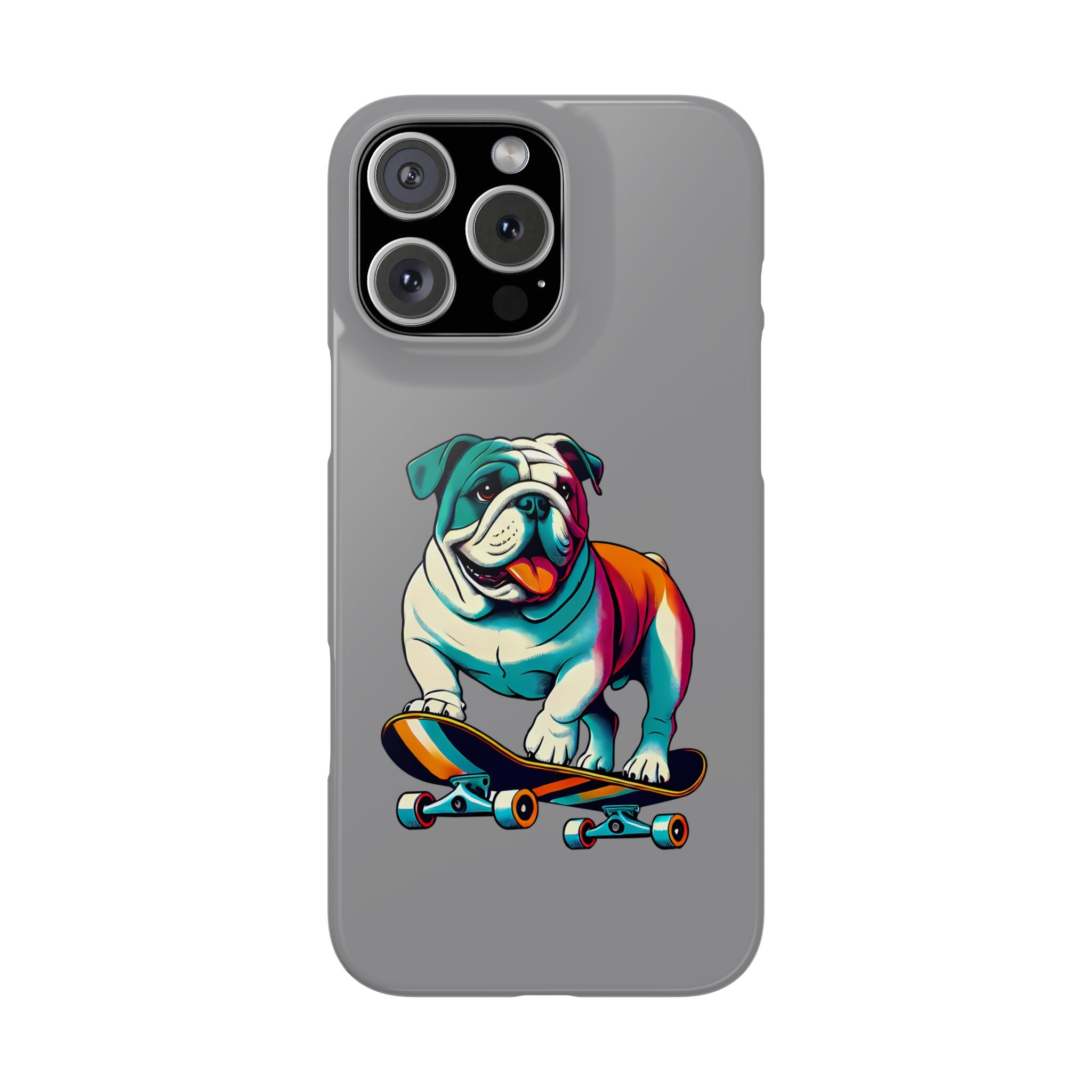 Slim Phone Case - Skateboarding Bulldog Pet Lover Gift