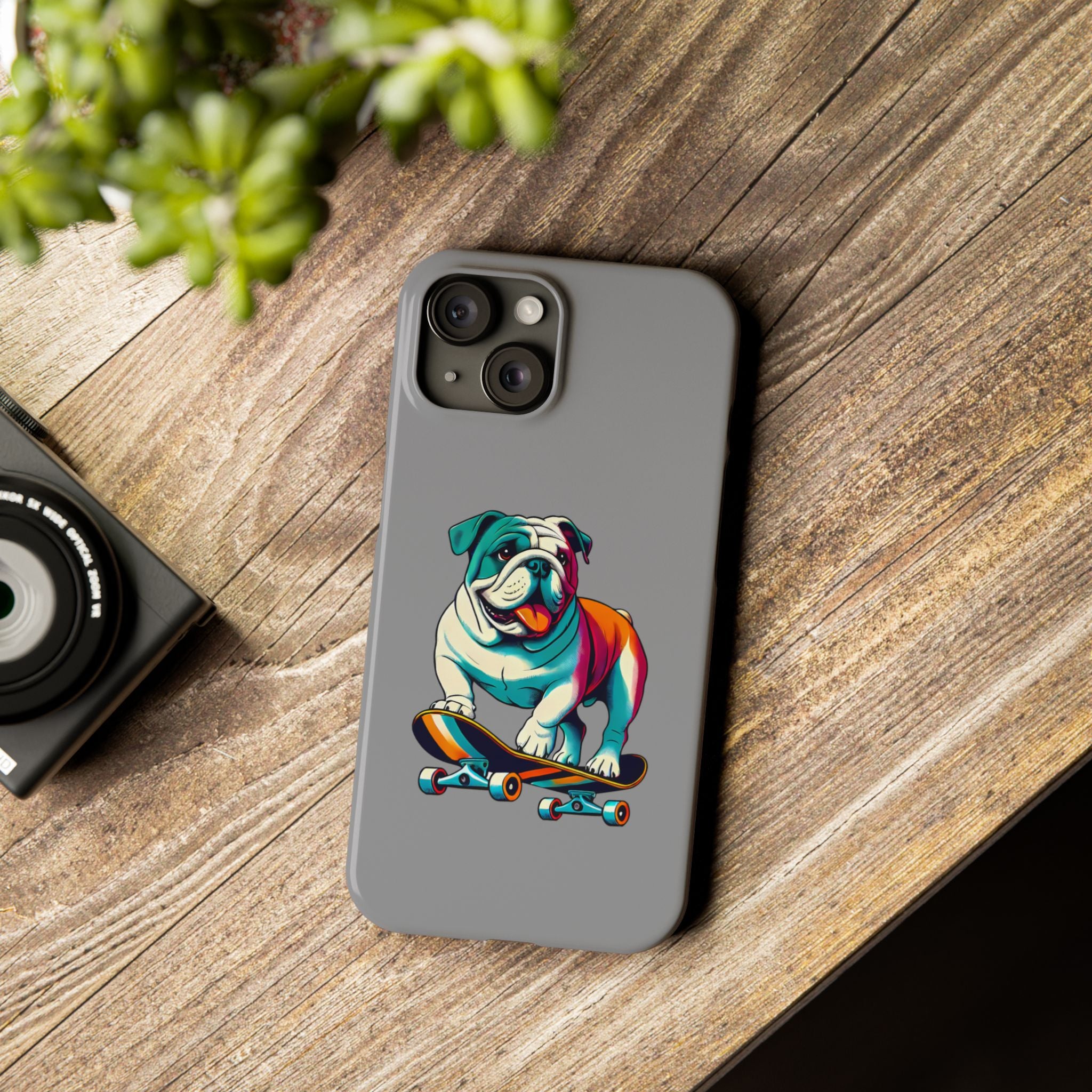 Slim Phone Case - Skateboarding Bulldog Pet Lover Gift