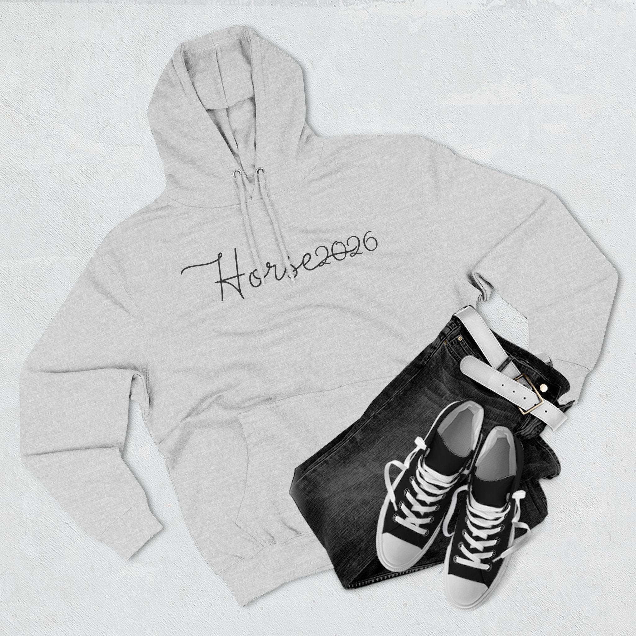 Wireframe Horse Hoodie - Three-Panel Premium Fleece