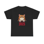 New Year 2025 Cat T-Shirt - Sparkling Festive Gift for Pet Lovers