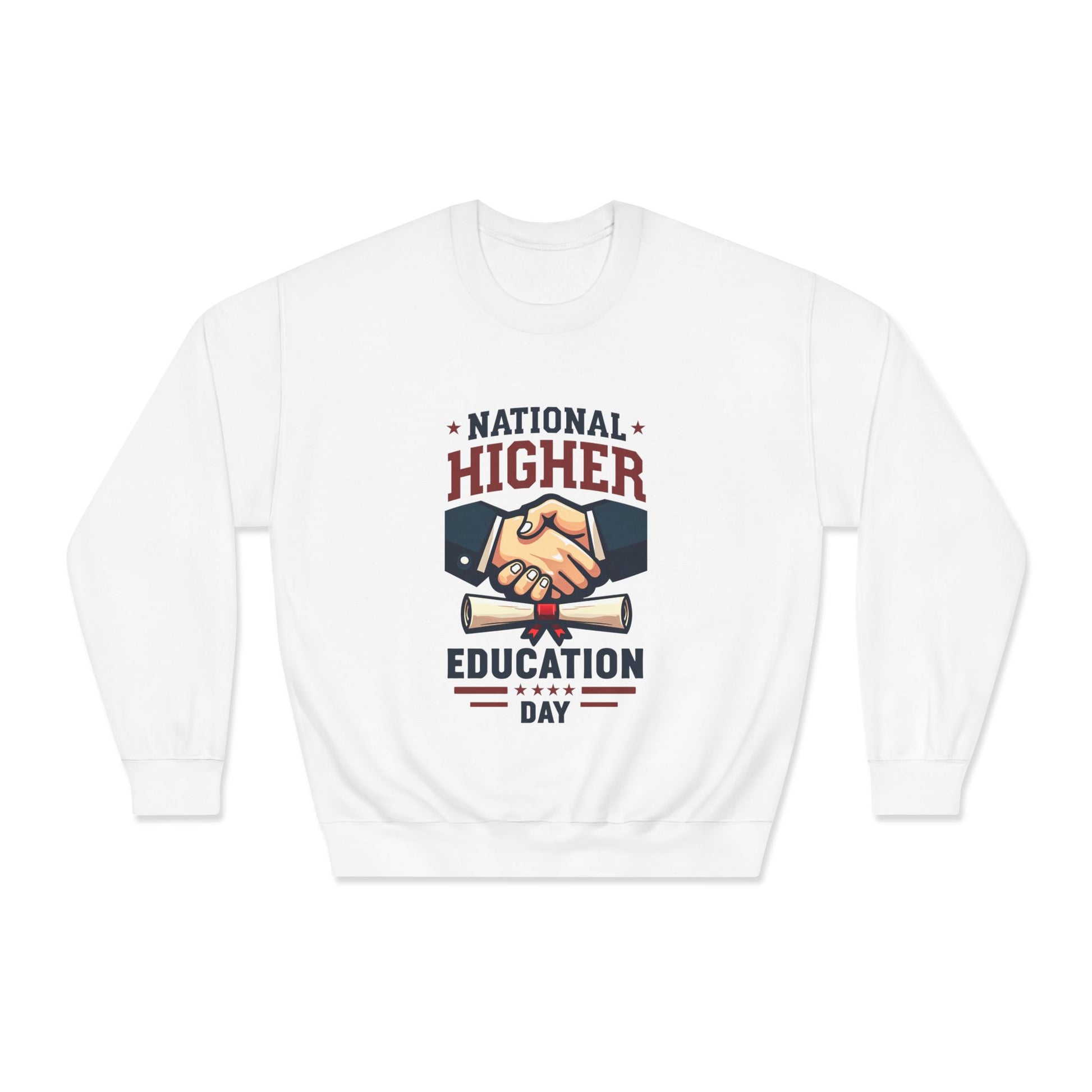 National Higher Ed Day Sweatshirt | Diploma & Handshake Design | Grad Gift