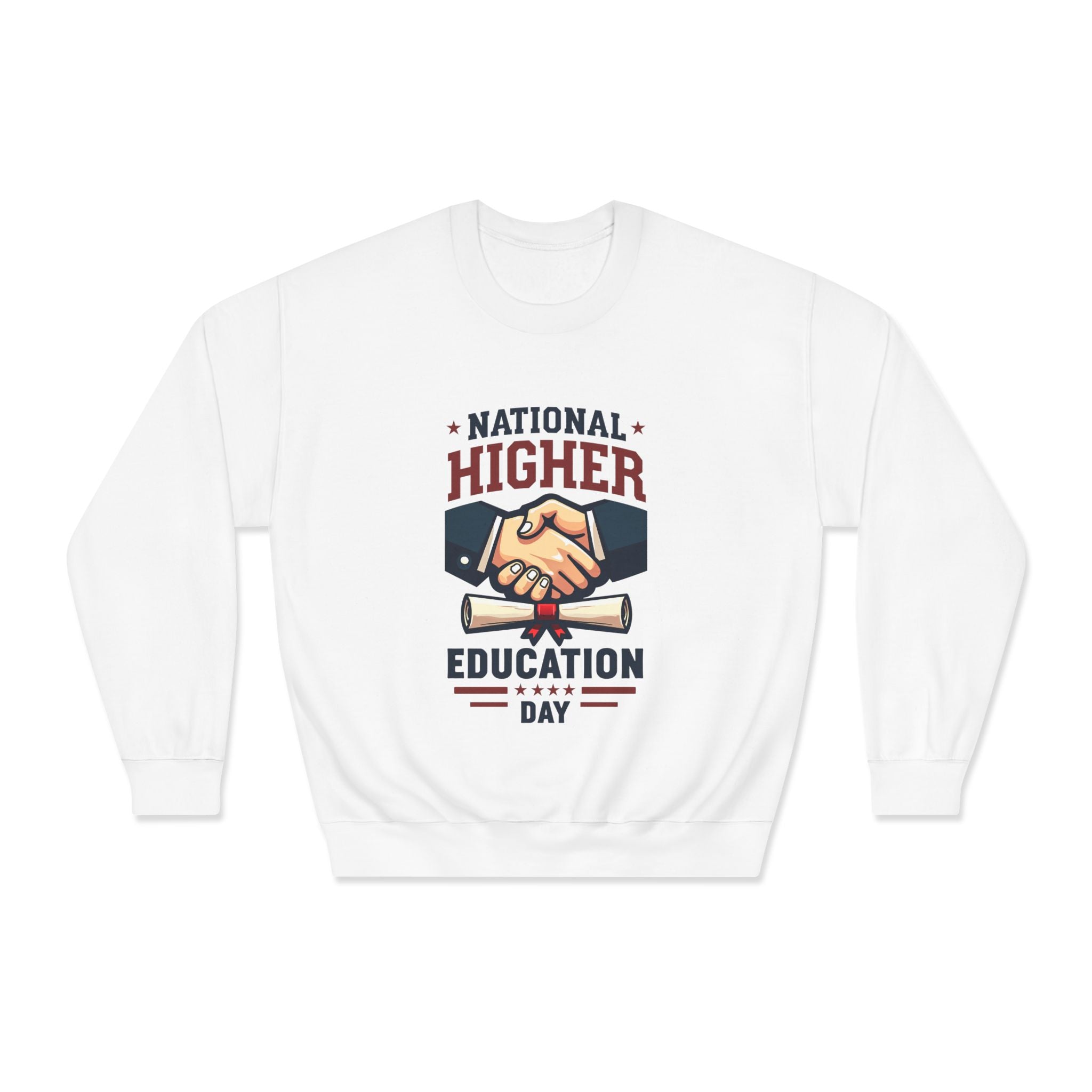 National Higher Ed Day Sweatshirt | Diploma & Handshake Design | Grad Gift