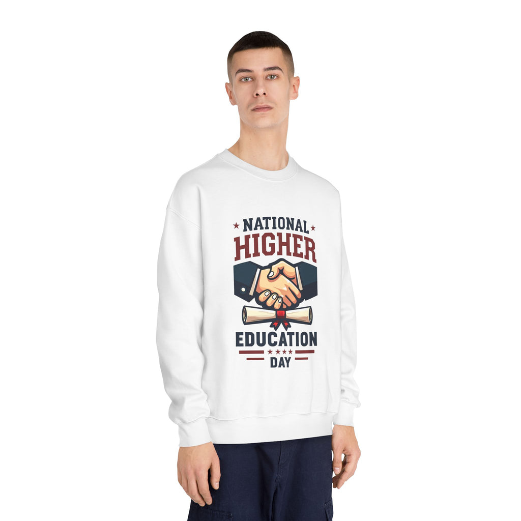 National Higher Ed Day Sweatshirt | Diploma & Handshake Design | Grad Gift