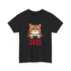New Year 2025 Cat T-Shirt - Sparkling Festive Gift for Pet Lovers