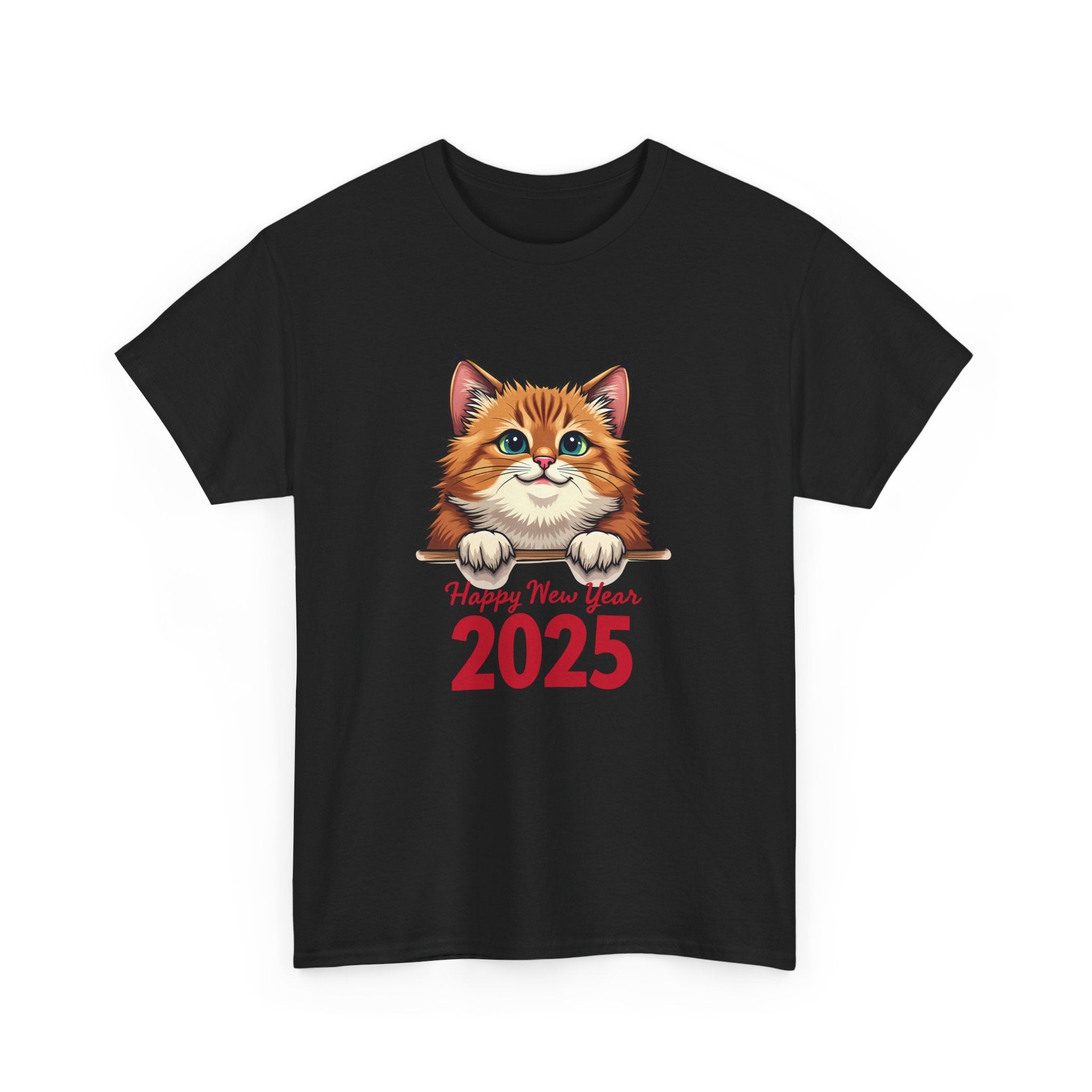 New Year 2025 Cat T-Shirt - Sparkling Festive Gift for Pet Lovers