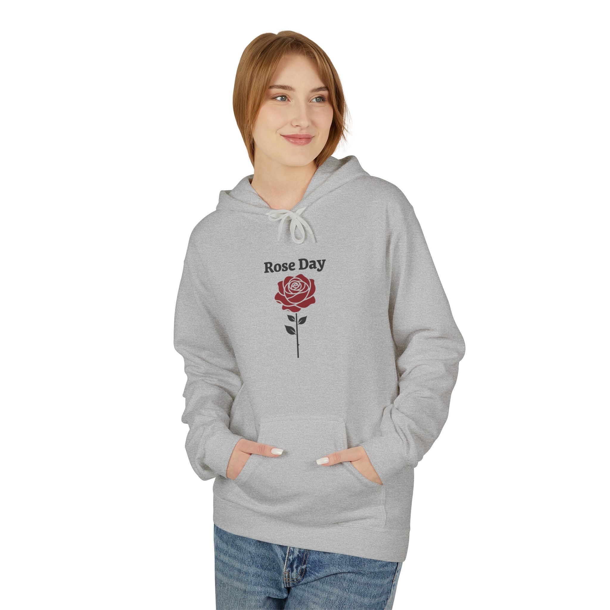 Rose-Inspired Fleece Hoodie - Cozy Fall Gift, Street Style Sweatshirt