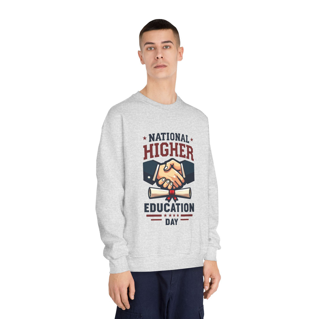 National Higher Ed Day Sweatshirt | Diploma & Handshake Design | Grad Gift