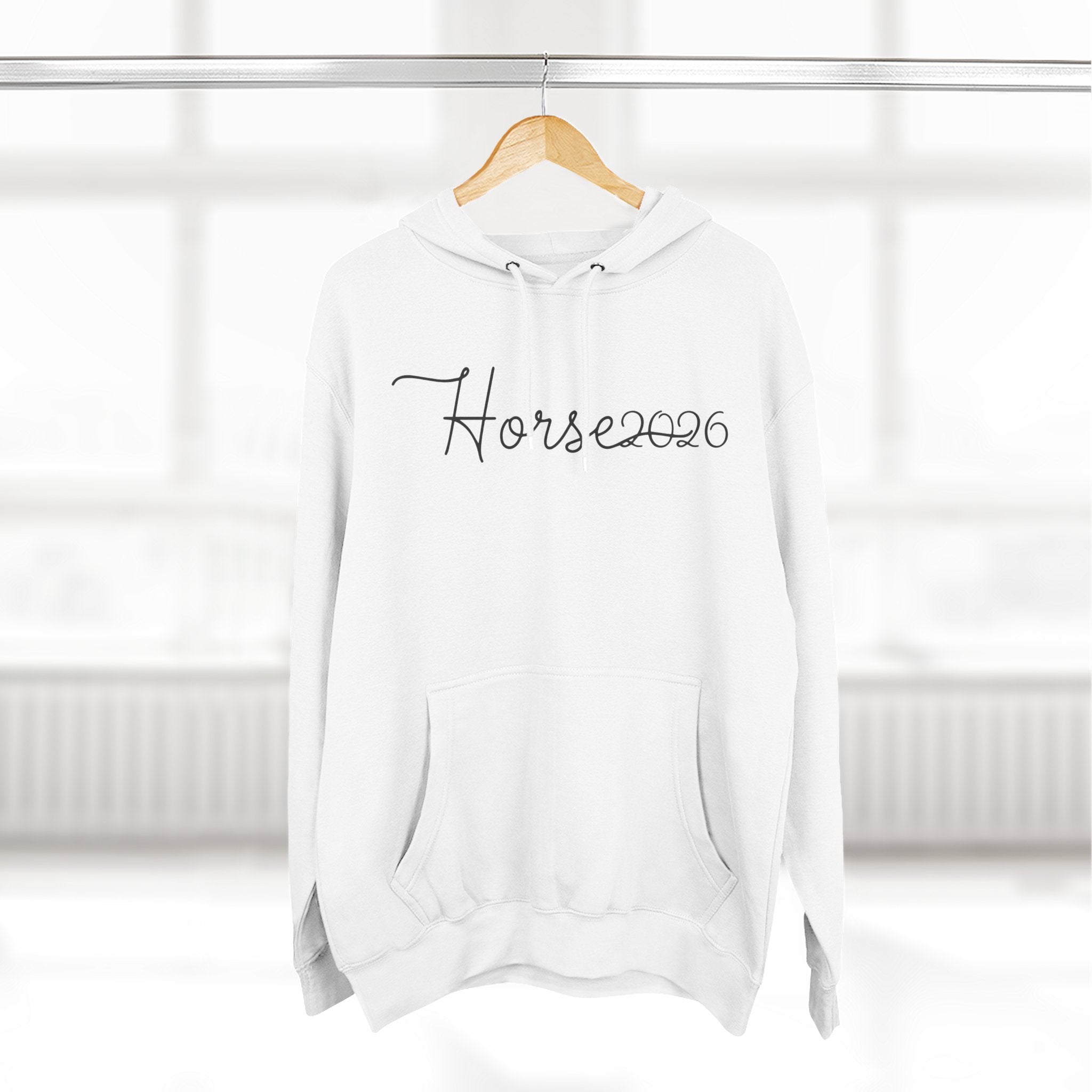 Wireframe Horse Hoodie - Three-Panel Premium Fleece