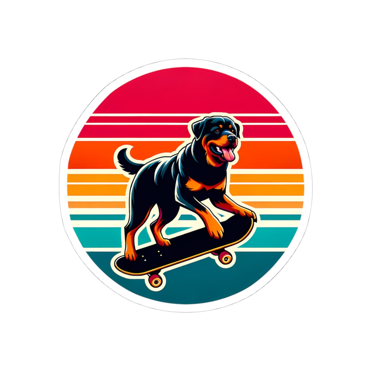 Vintage Skateboarding Dog Kiss-Cut Stickers - Waterproof Decals for Laptops
