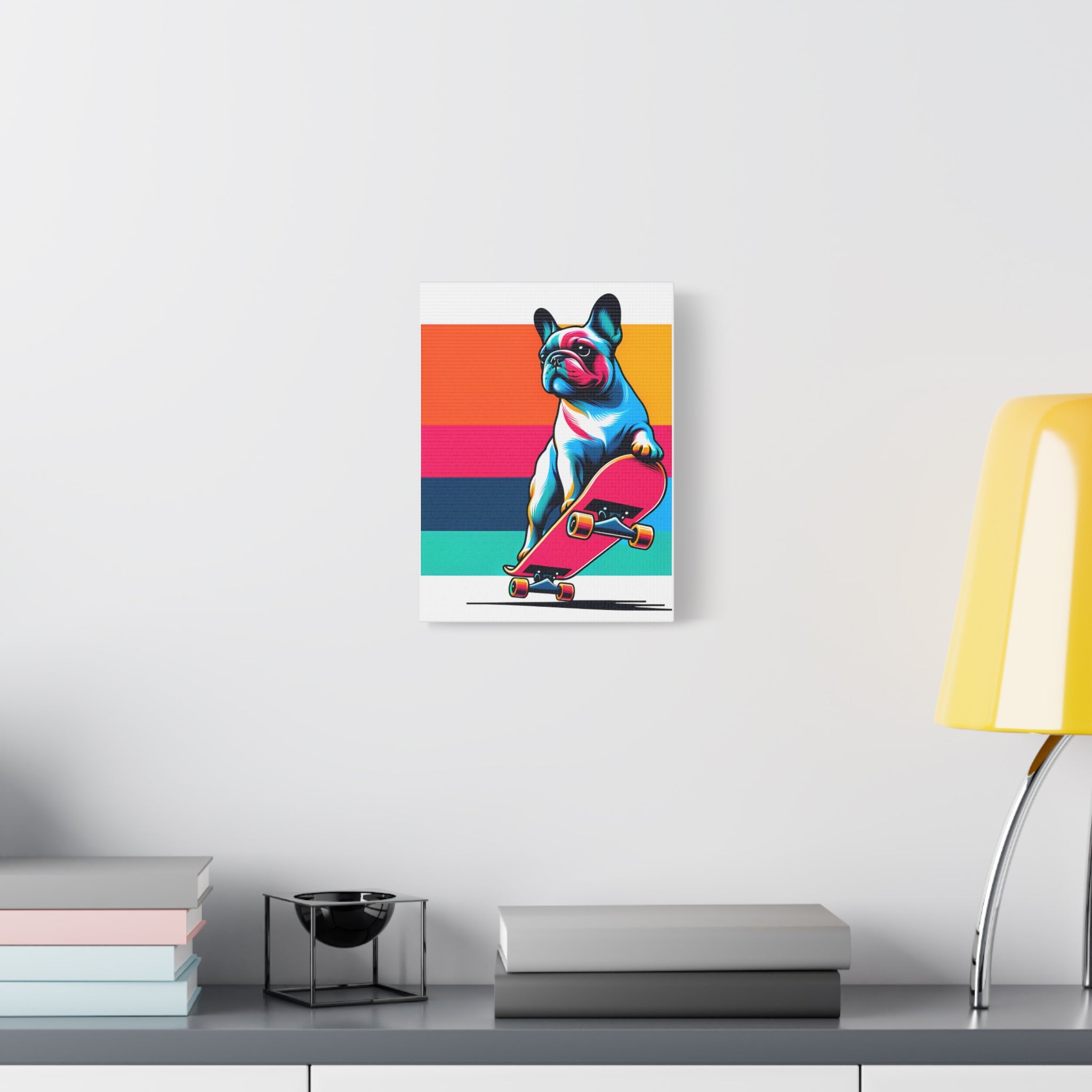 national pet day french bulldog colorful poster wall art