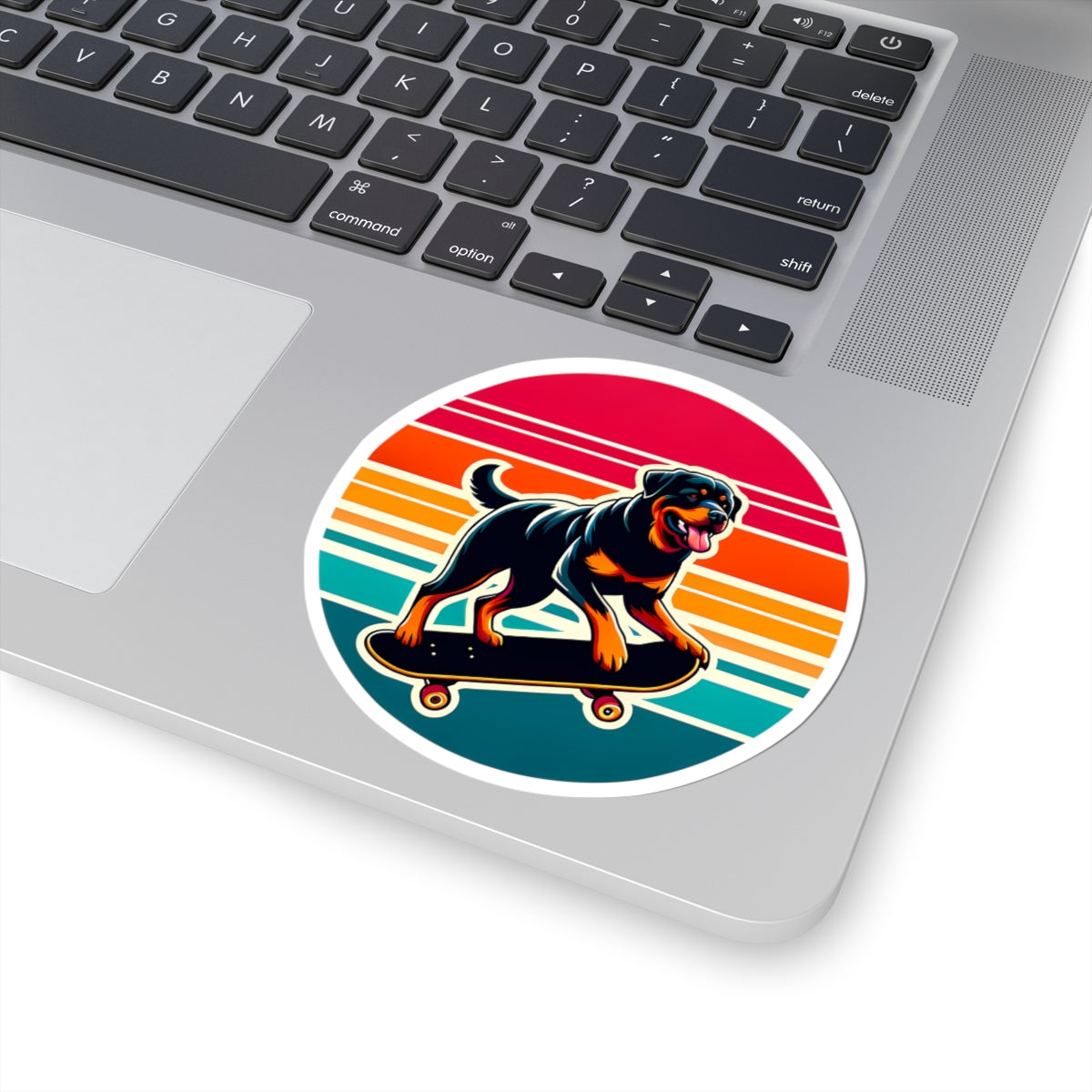 love your pet day retro rottweiler stickers - skateboard dog