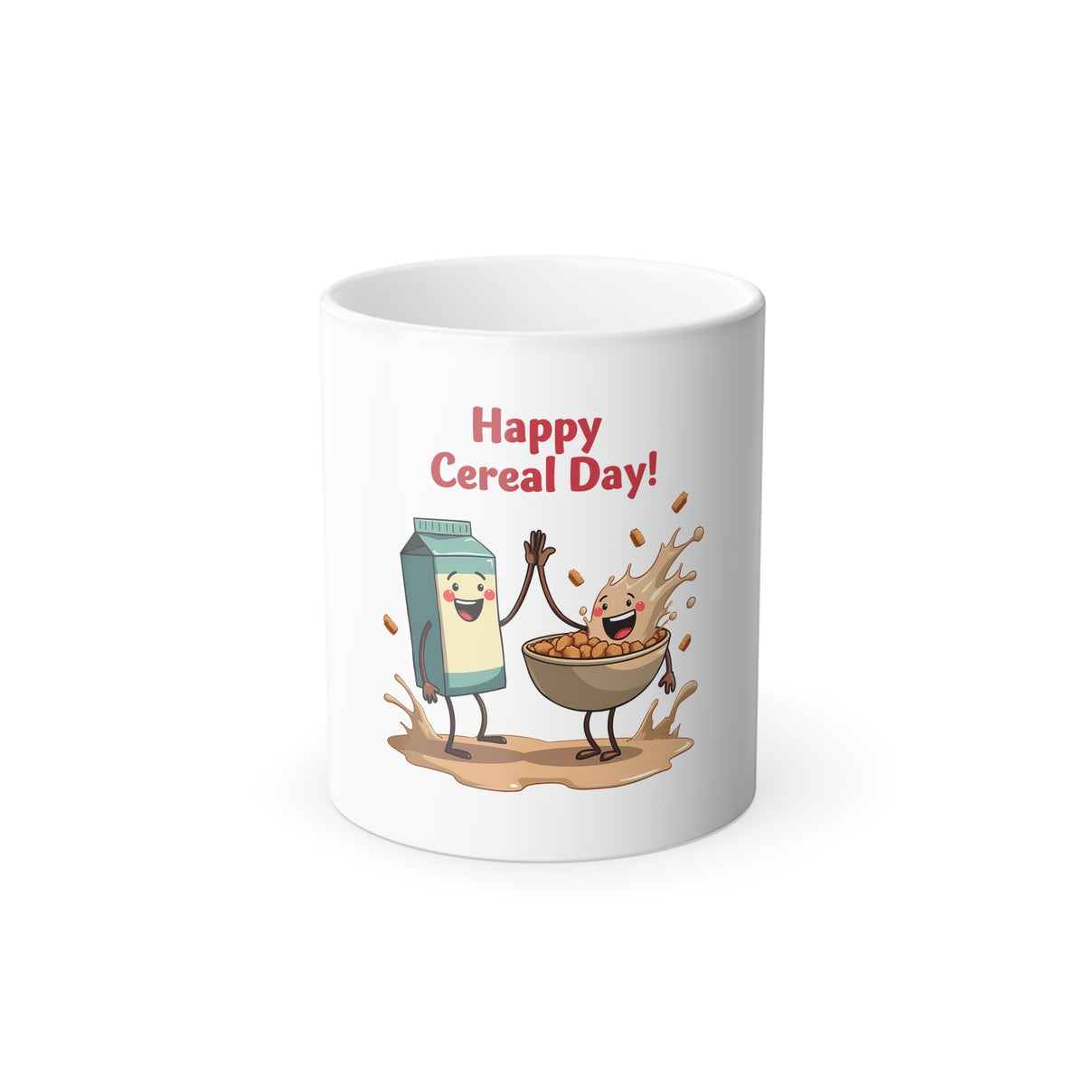 happy cereal day color changing mug - gift for breakfast lovers