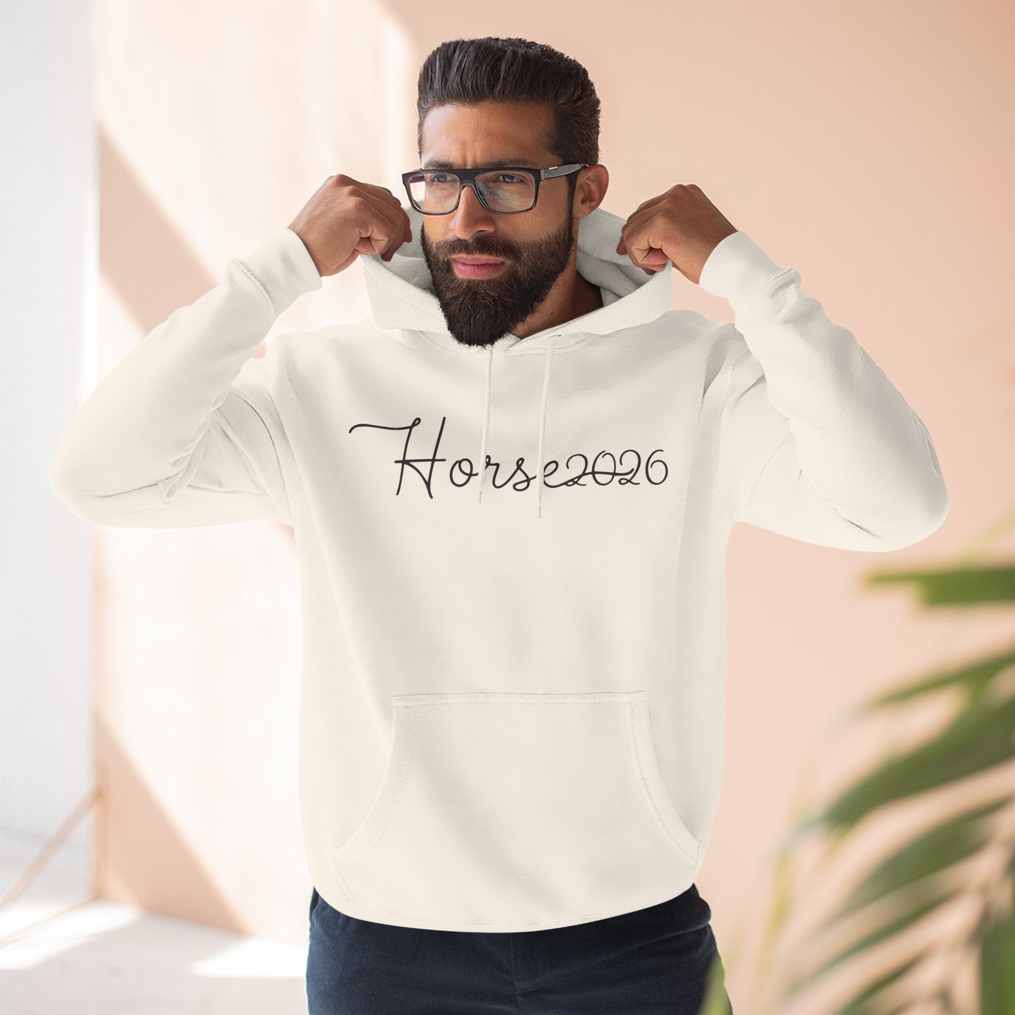 Wireframe Horse Hoodie - Three-Panel Premium Fleece