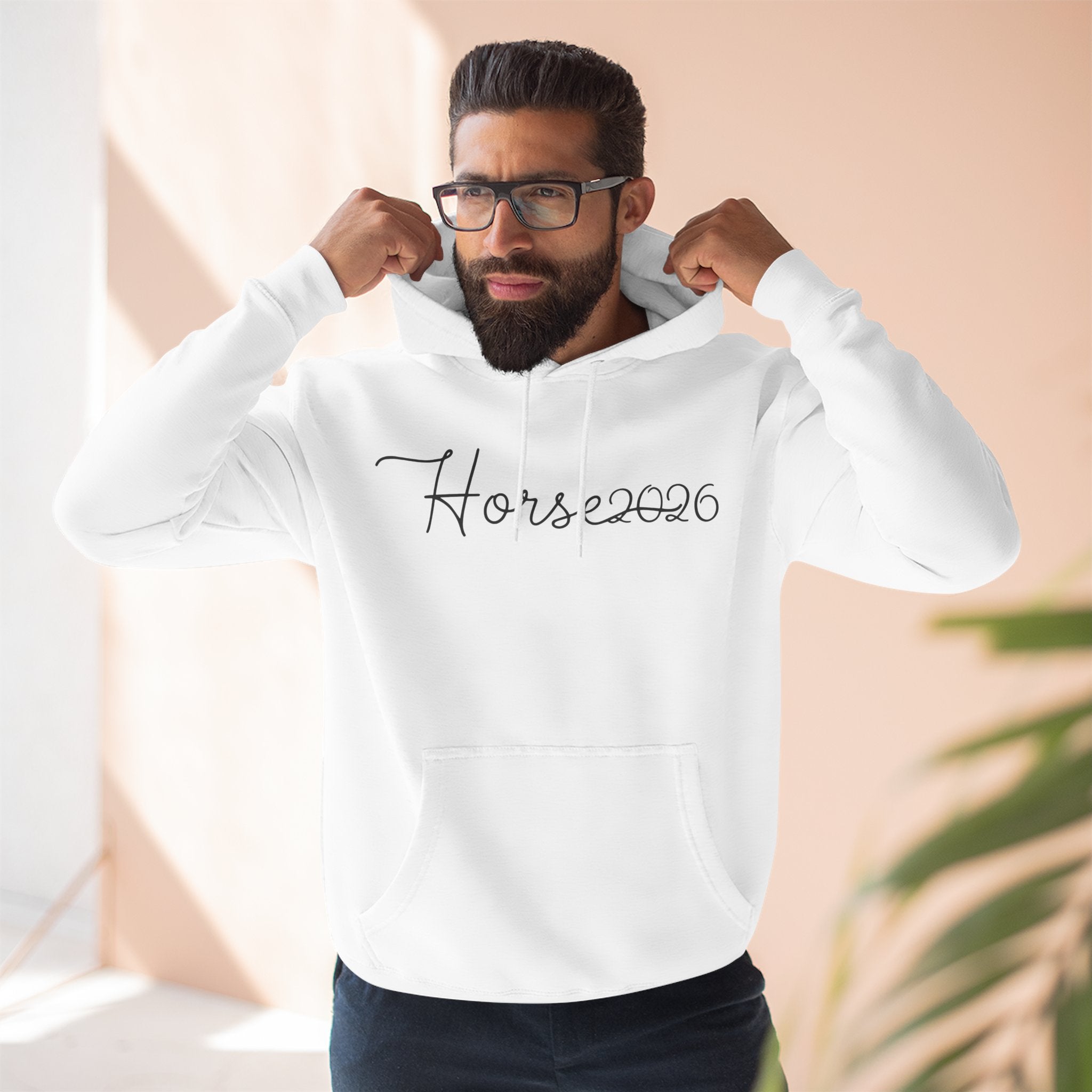 Wireframe Horse Hoodie - Three-Panel Premium Fleece