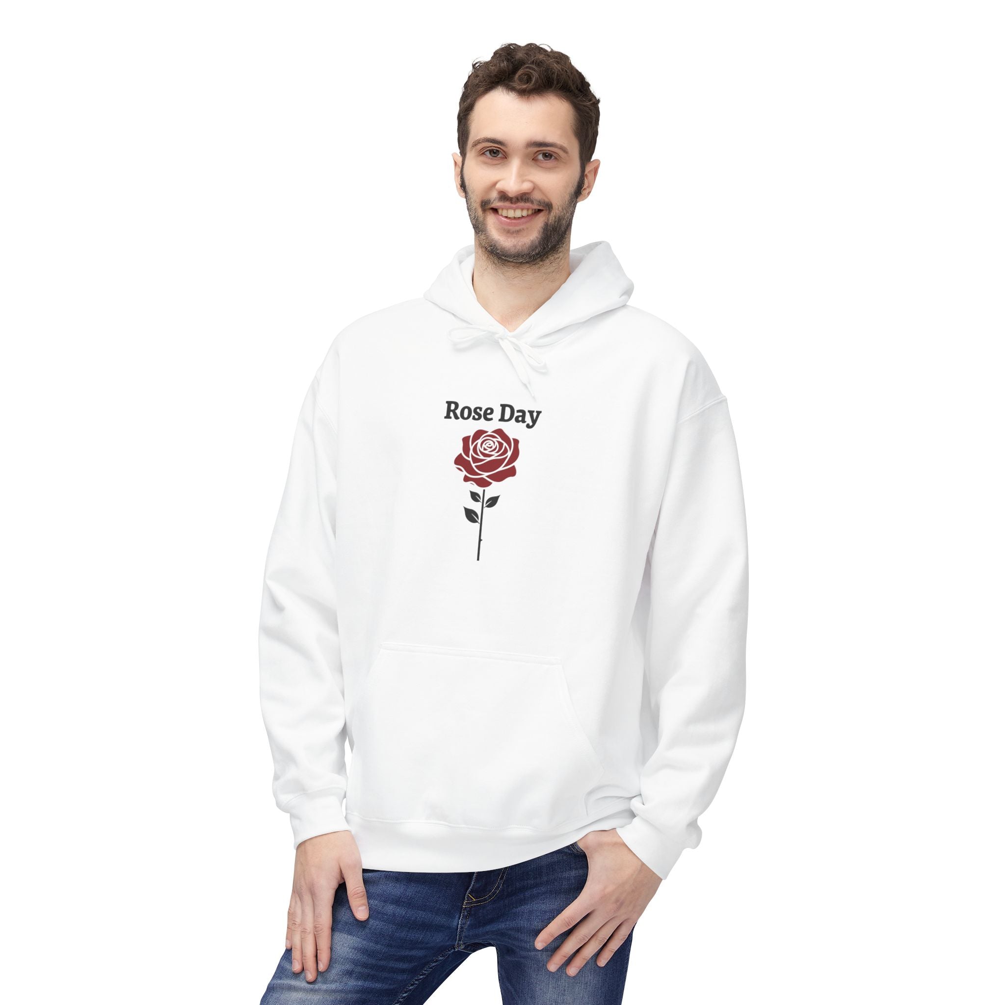 Rose-Inspired Fleece Hoodie - Cozy Fall Gift, Street Style Sweatshirt