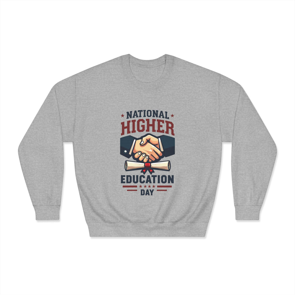National Higher Ed Day Sweatshirt | Diploma & Handshake Design | Grad Gift