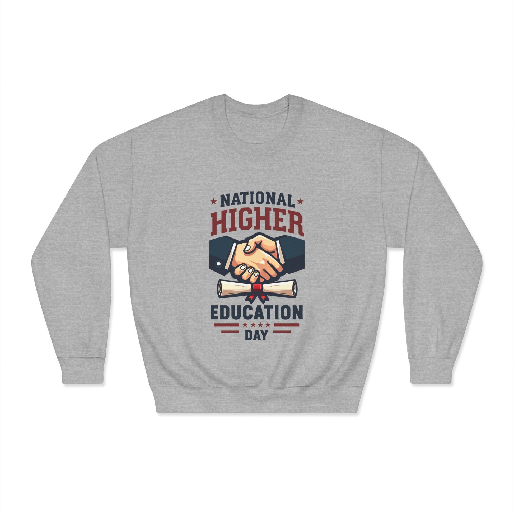 National Higher Ed Day Sweatshirt | Diploma & Handshake Design | Grad Gift
