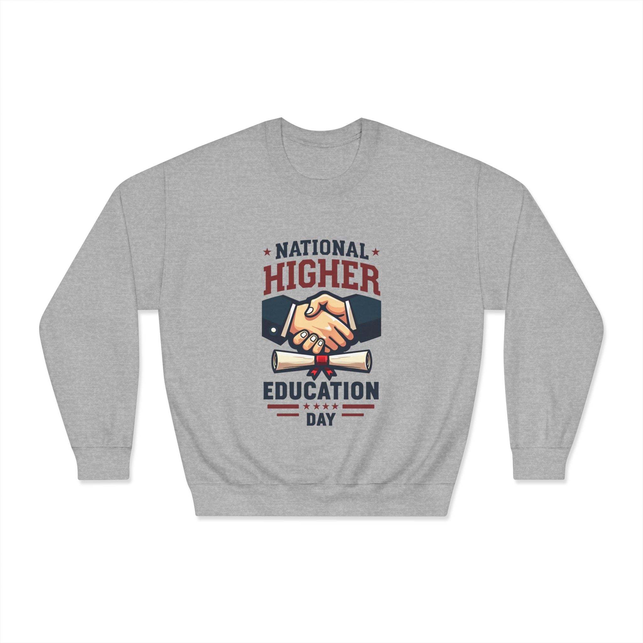National Higher Ed Day Sweatshirt | Diploma & Handshake Design | Grad Gift
