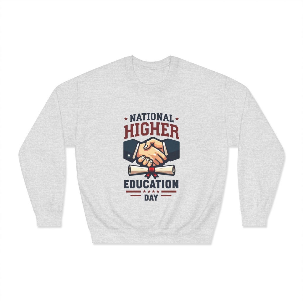 National Higher Ed Day Sweatshirt | Diploma & Handshake Design | Grad Gift