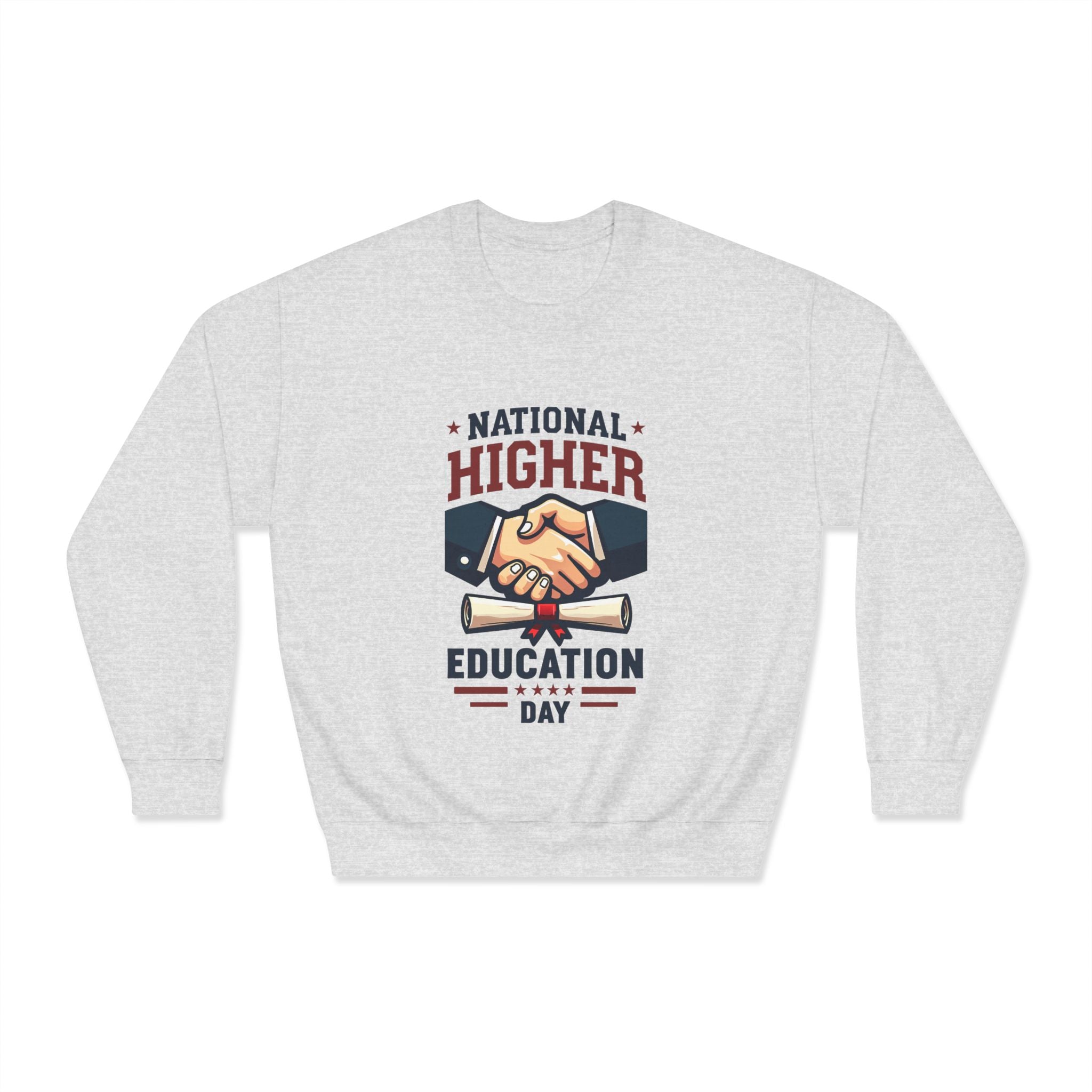 National Higher Ed Day Sweatshirt | Diploma & Handshake Design | Grad Gift