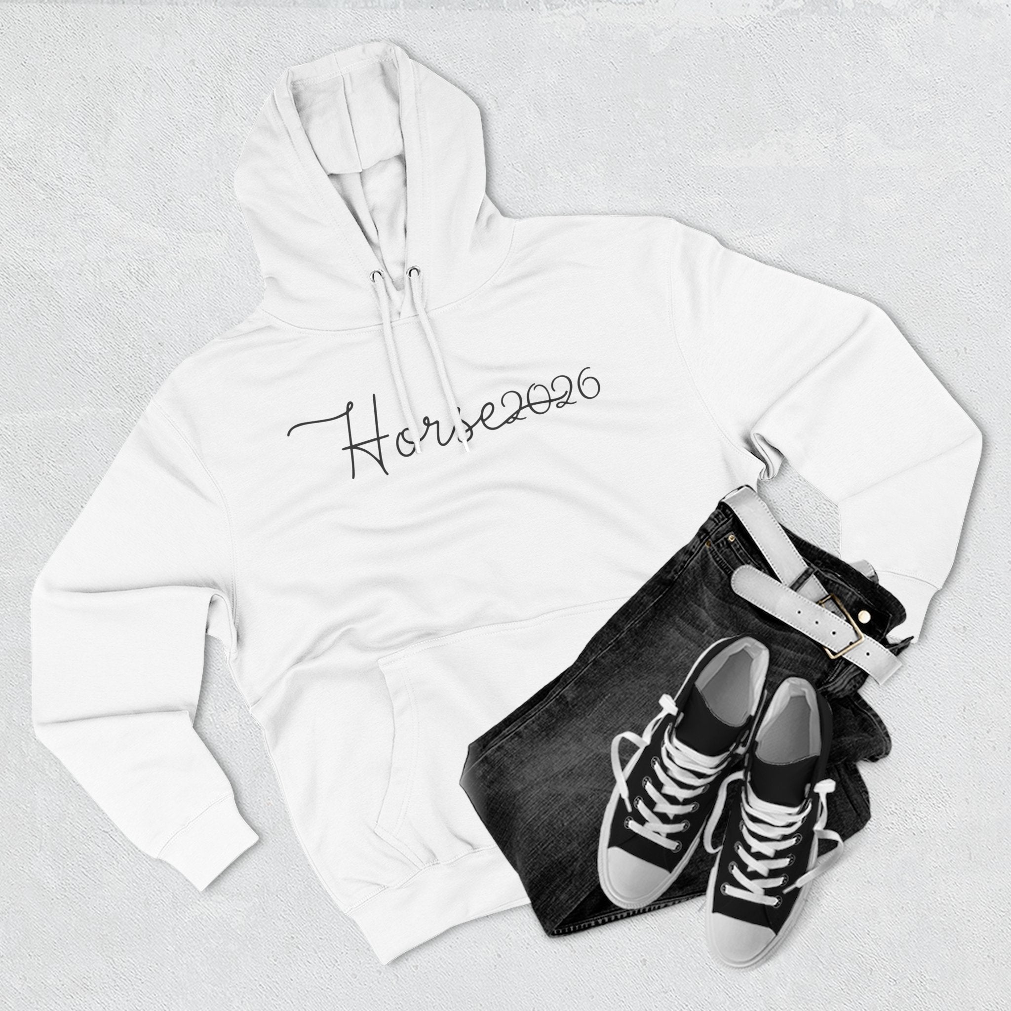 Wireframe Horse Hoodie - Three-Panel Premium Fleece