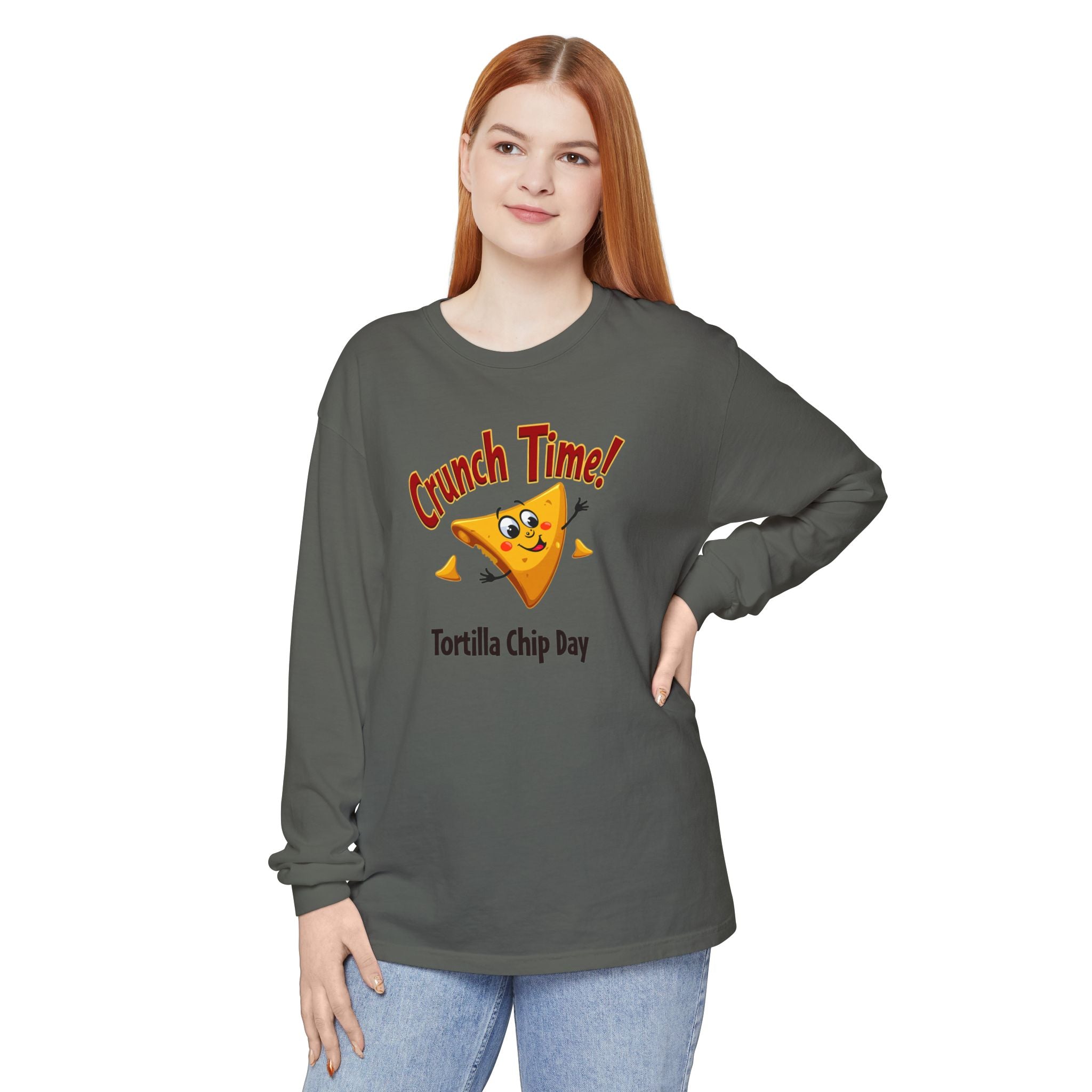 Funny Crunch Time Tortilla Chip Day Long Sleeve T-Shirt