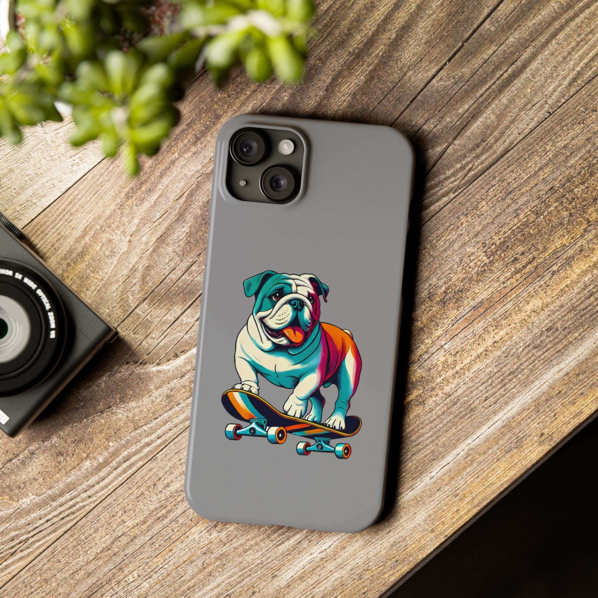 Slim Phone Case - Skateboarding Bulldog Pet Lover Gift
