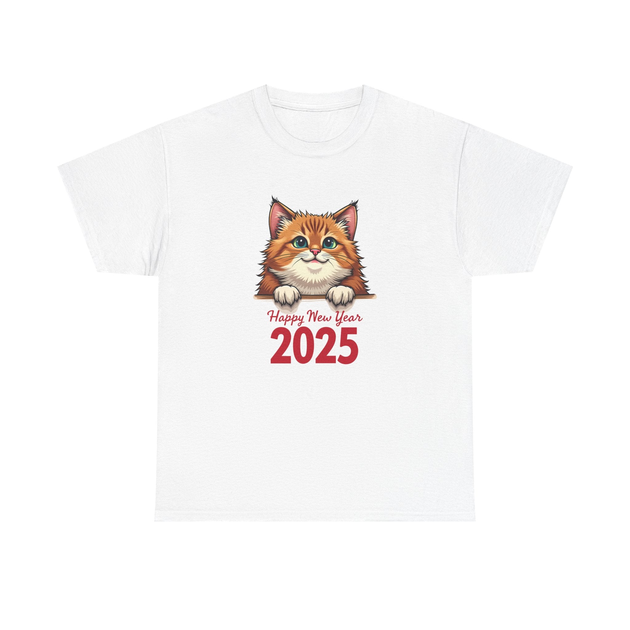 New Year 2025 Cat T-Shirt - Sparkling Festive Gift for Pet Lovers