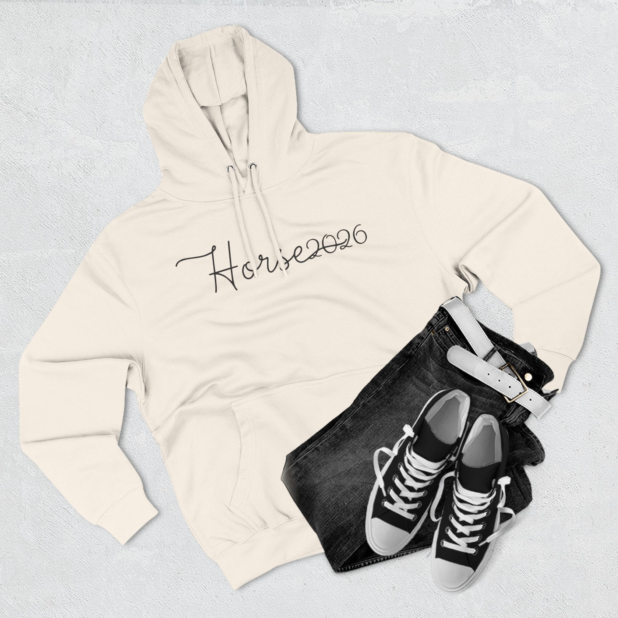 Wireframe Horse Hoodie - Three-Panel Premium Fleece