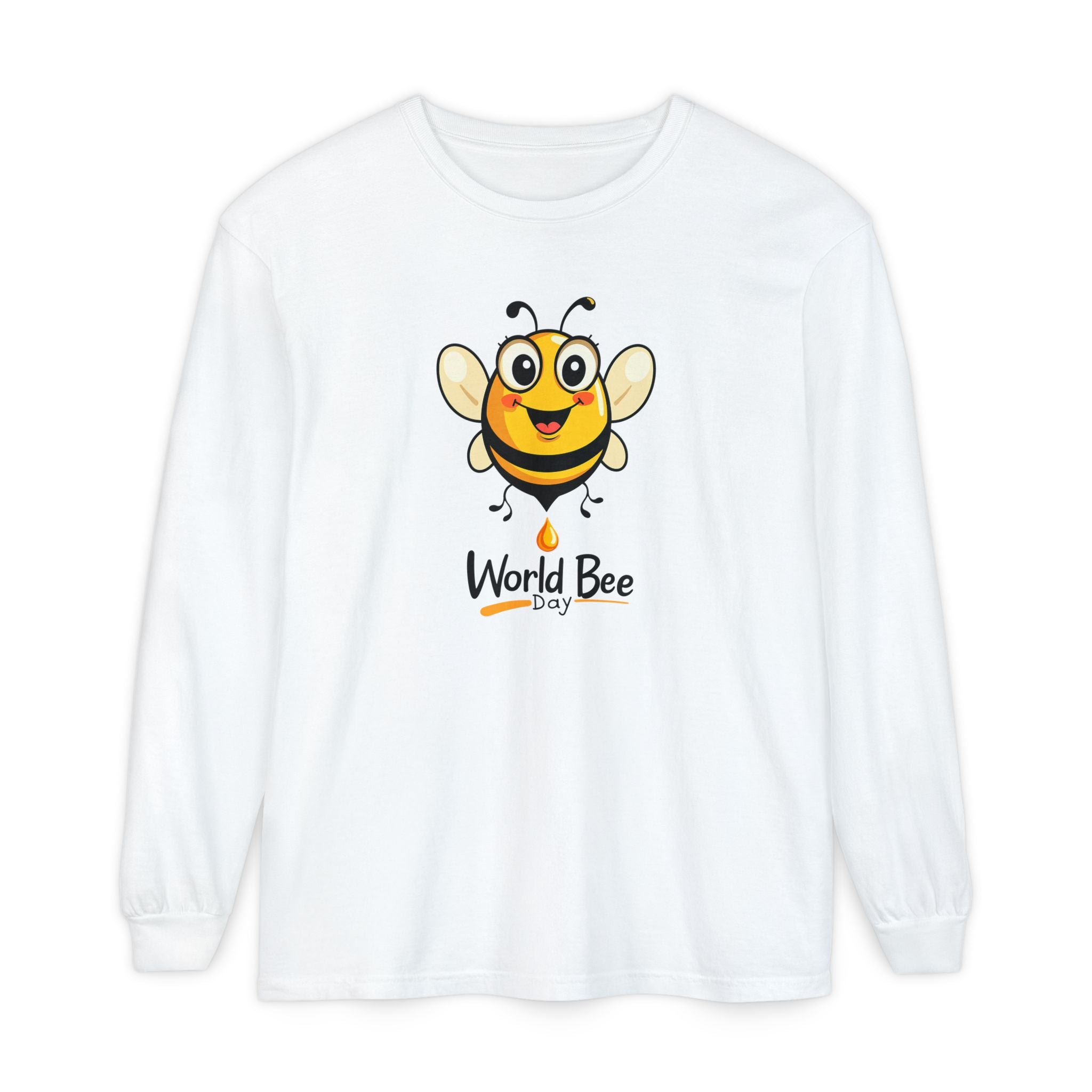 Cheerful Bee Long Sleeve T-Shirt for World Bee Day