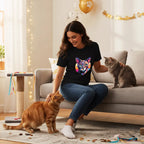 Cute Cat Portrait T-Shirt - Colorful Tee for Cat Lovers