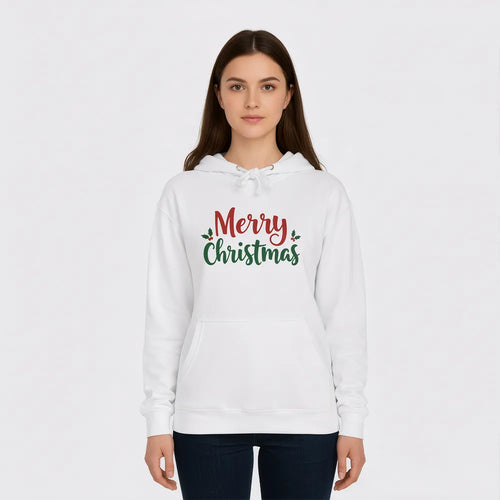white merry christmas hoodie cozy holiday gift hoodie mockup